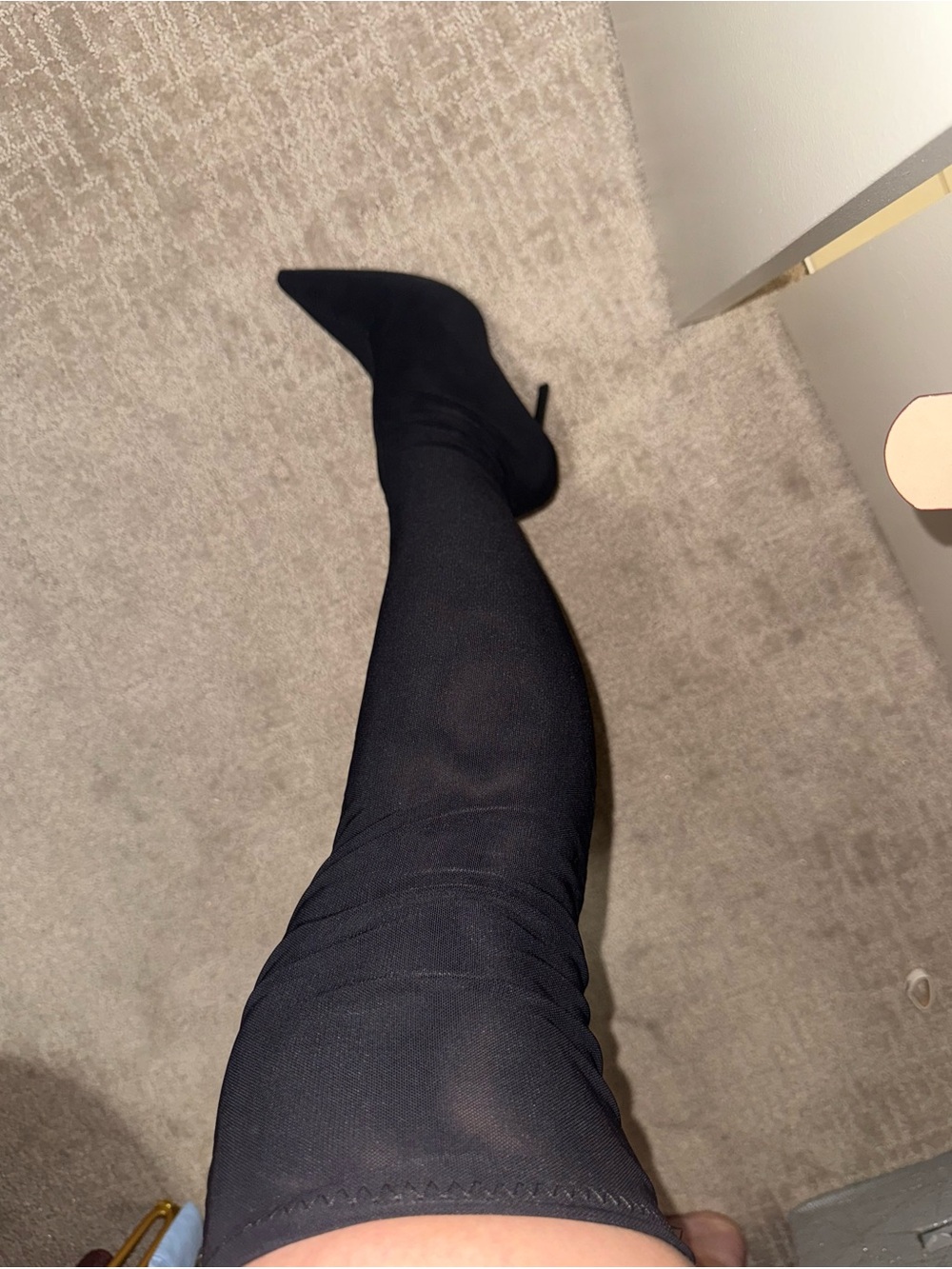Zara Black Over-the-Knee Pointed Stiletto Boots